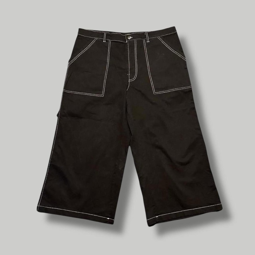 Wild Fable Wide Leg Baggy Utility Carpenter Ankle Capri Pants 14W Black & White - Picture 8 of 8